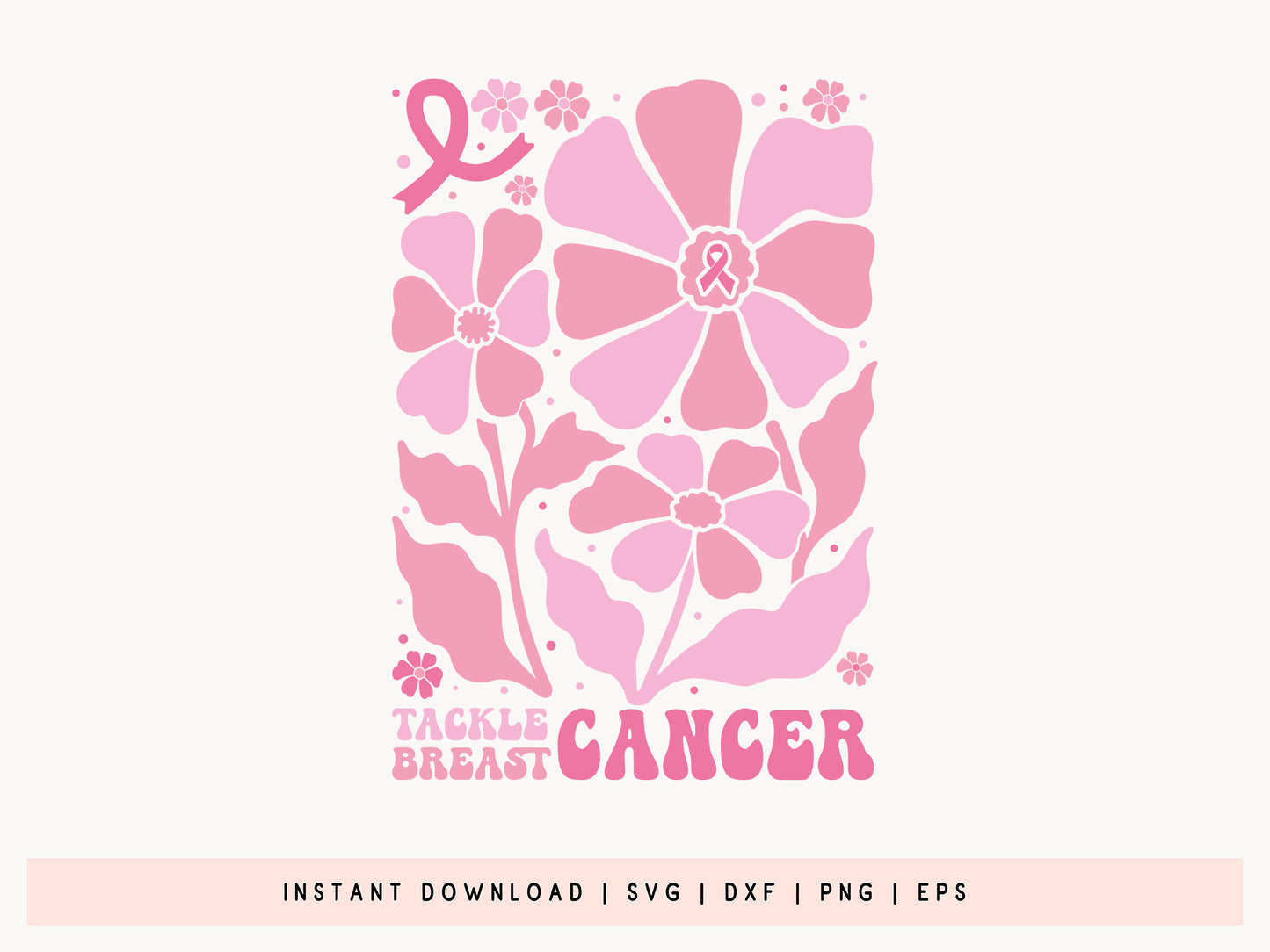 Tackle Breast Cancer Boho Floral SVG Vector