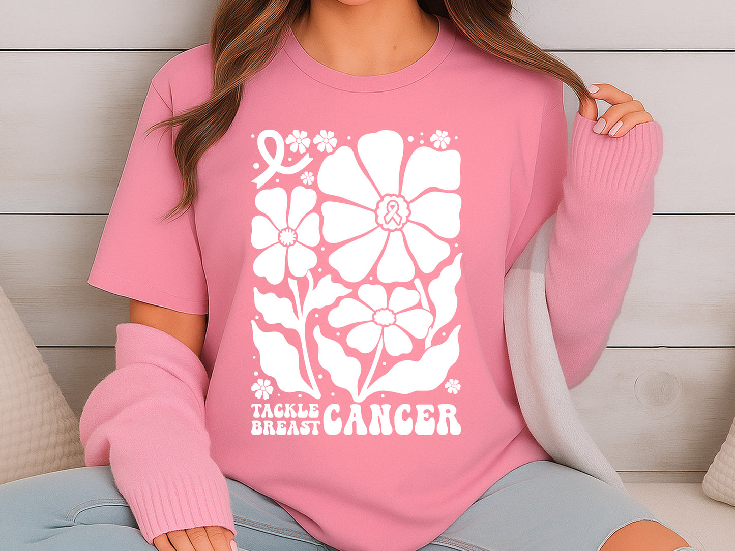 Tackle Breast Cancer Boho Floral SVG Vector