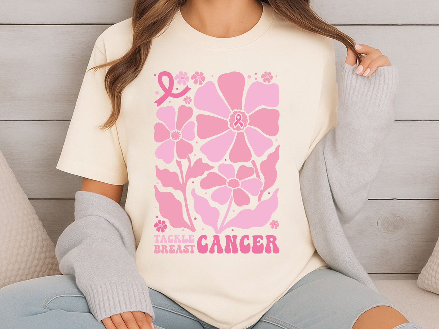 Tackle Breast Cancer Boho Floral SVG Vector