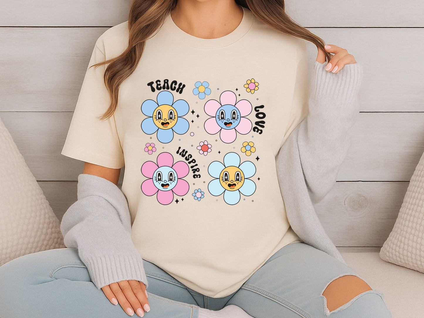 Teach Love Inspire, Groovy Teacher Sublimation