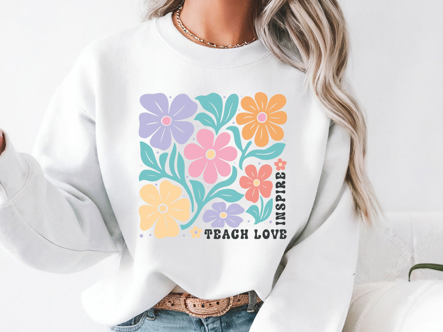 Teach Love Inspire, Teacher Boho Flower SVG
