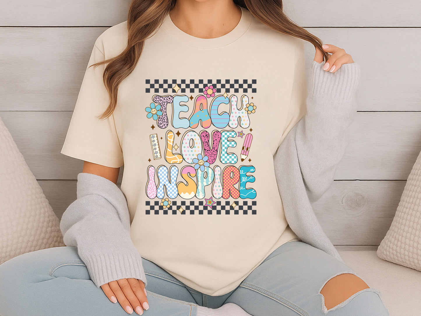 Teach Love Inspire, Teacher Sublimation Groovy