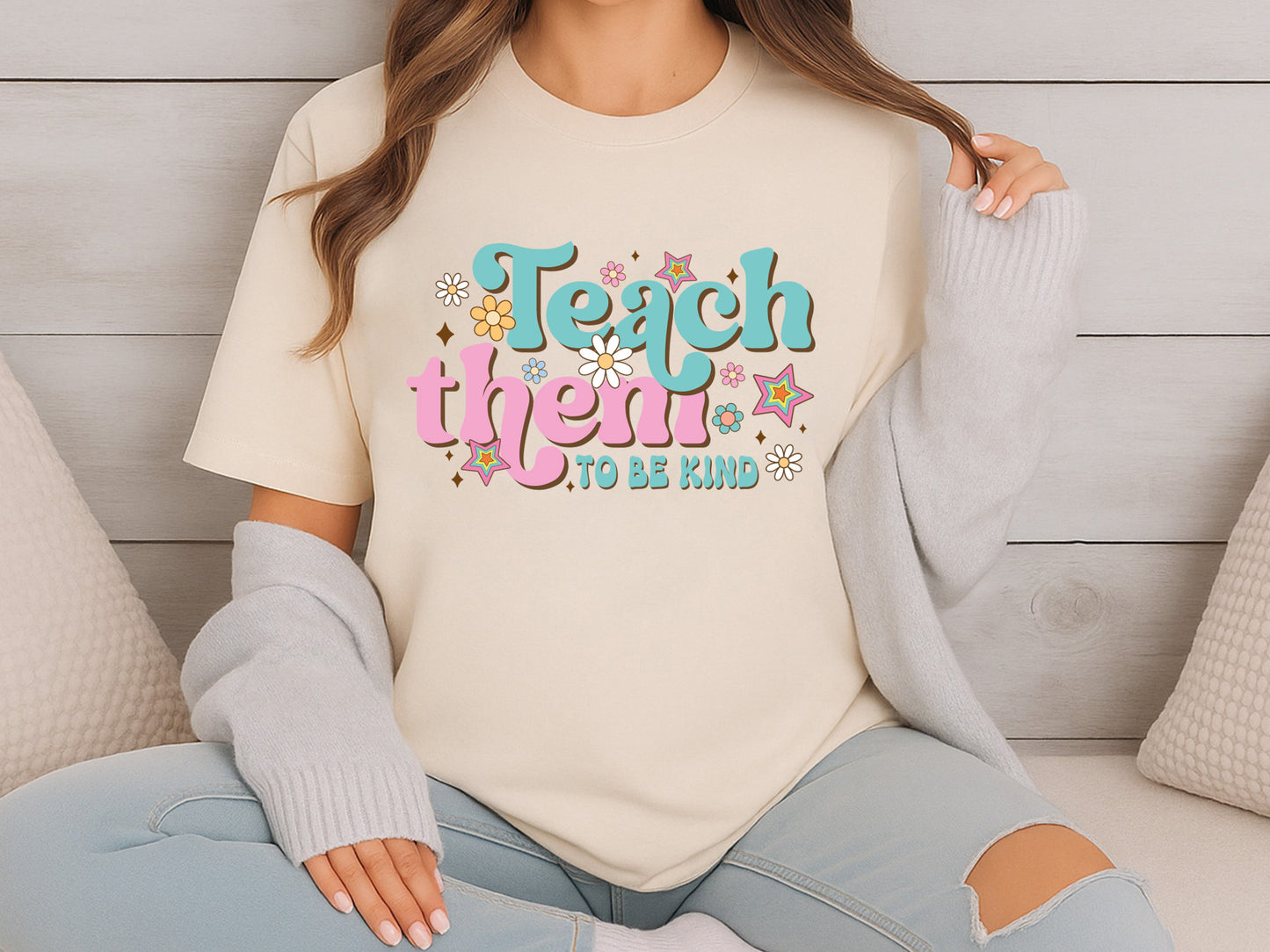 Teach Them to be Kind, Groovy Teacher PNG Sublimation
