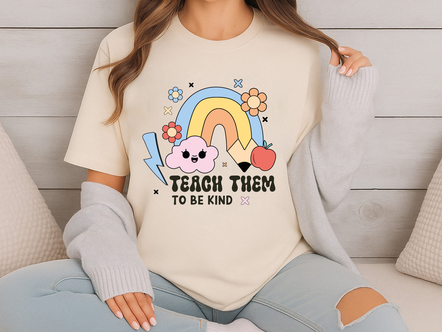 Teach Them to be Kind, Teacher Groovy Sublimation