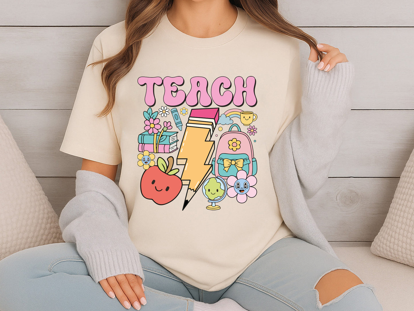 Teach, Groovy Teacher Day Sublimation Design