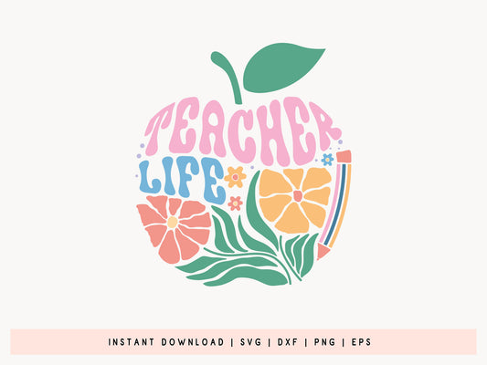 Teacher Life Boho Floral SVG Design