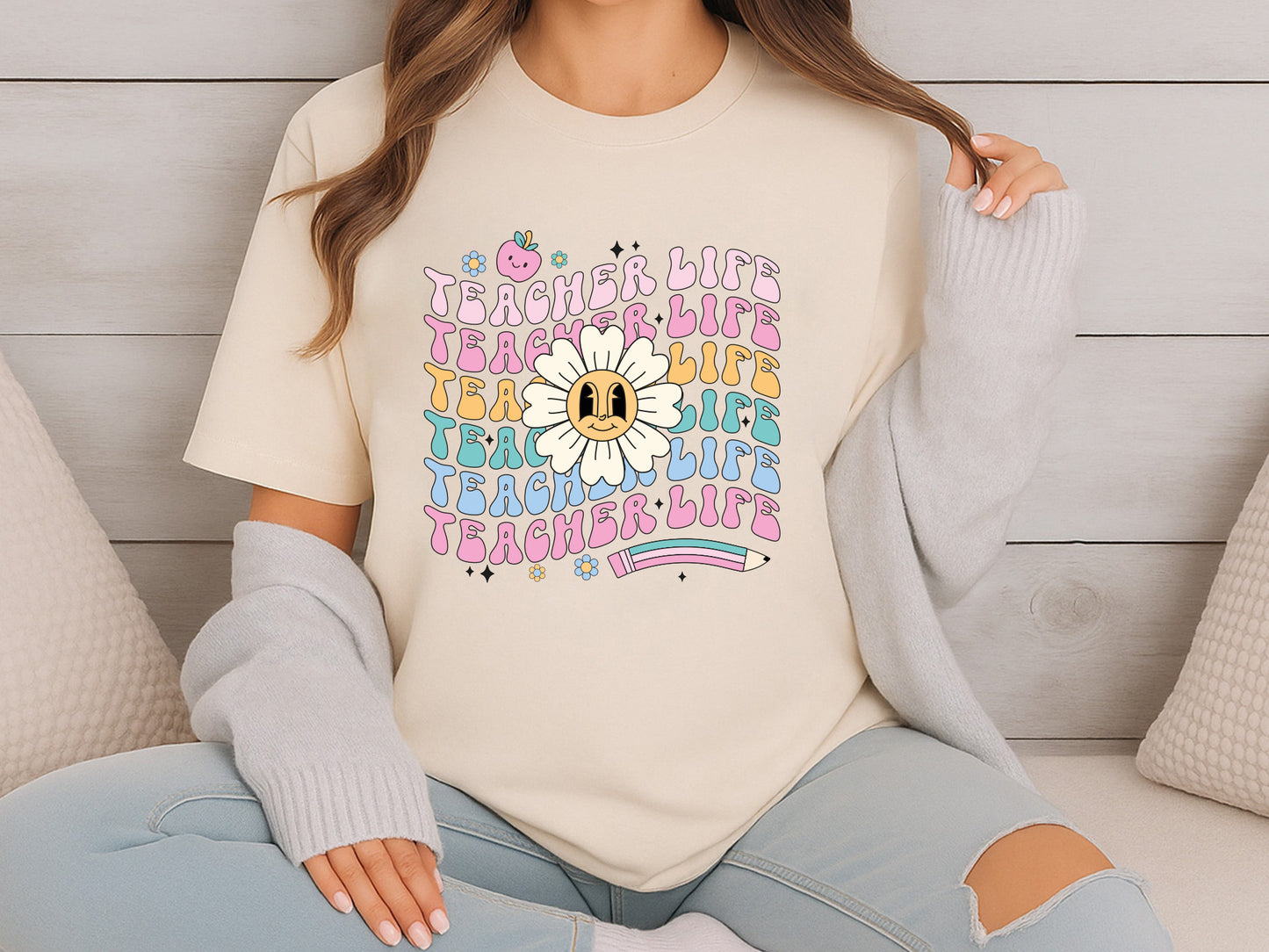 Teacher Life Groovy Sublimation Print
