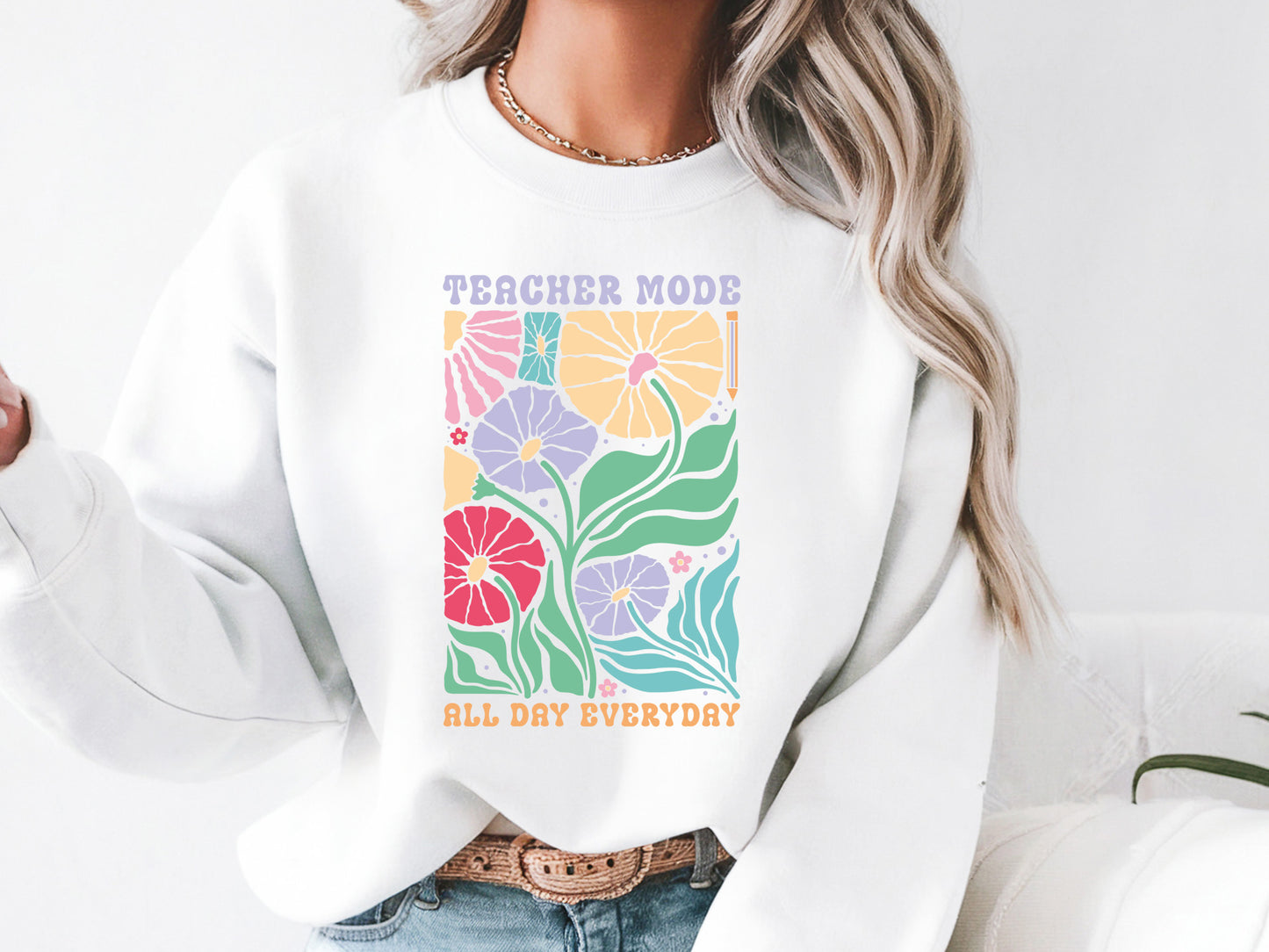 Teacher Mode All Day Everyday Boho Floral SVG Design