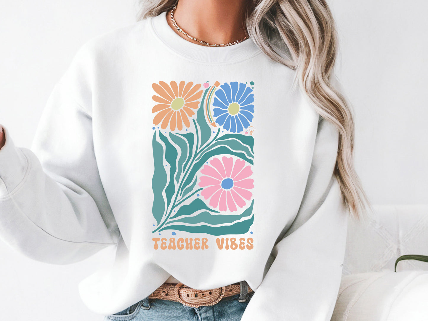 Teacher Vibes Boho Flower SVG Funny