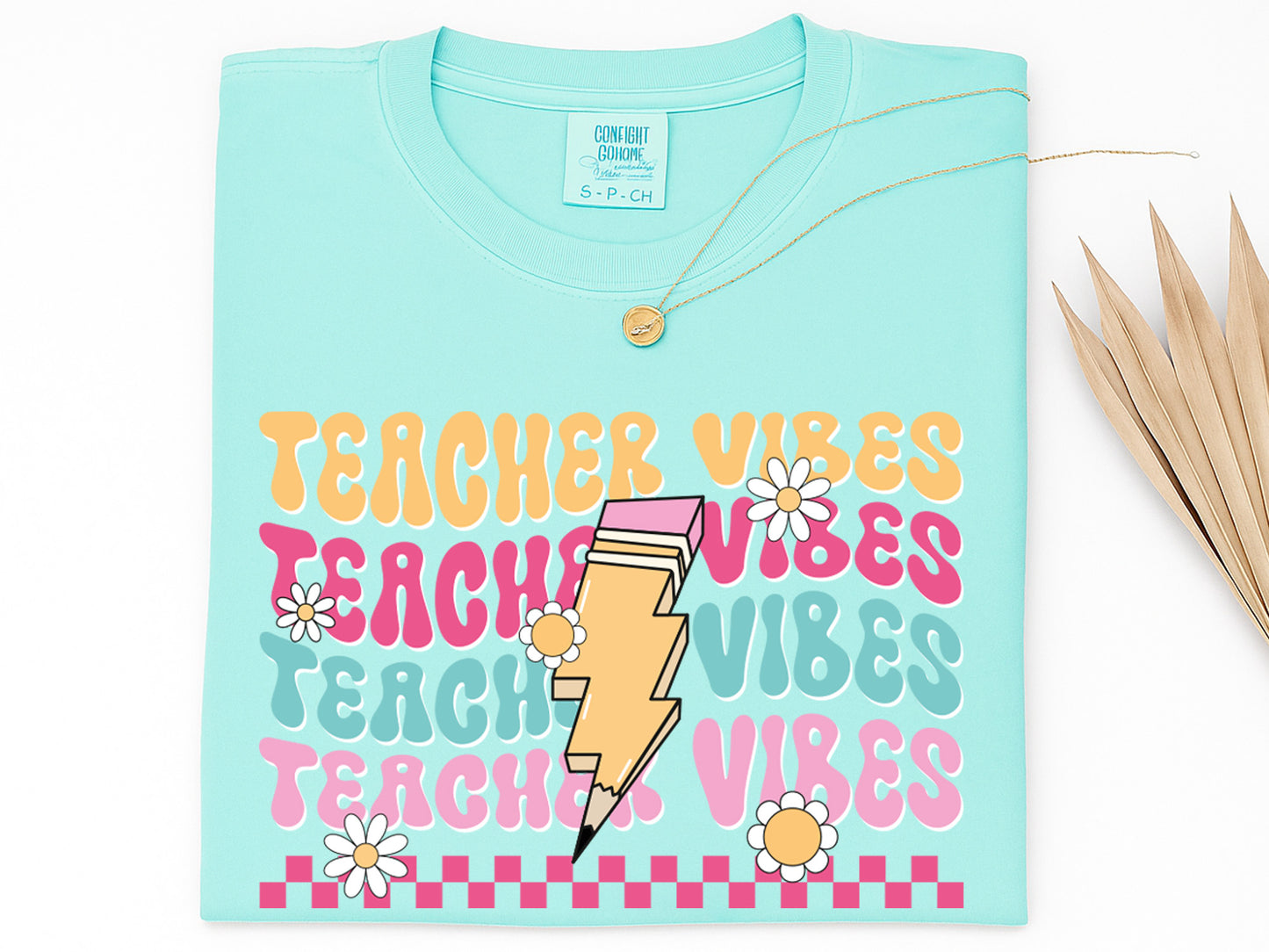 Teacher Vibes Groovy PNG Sublimation Design