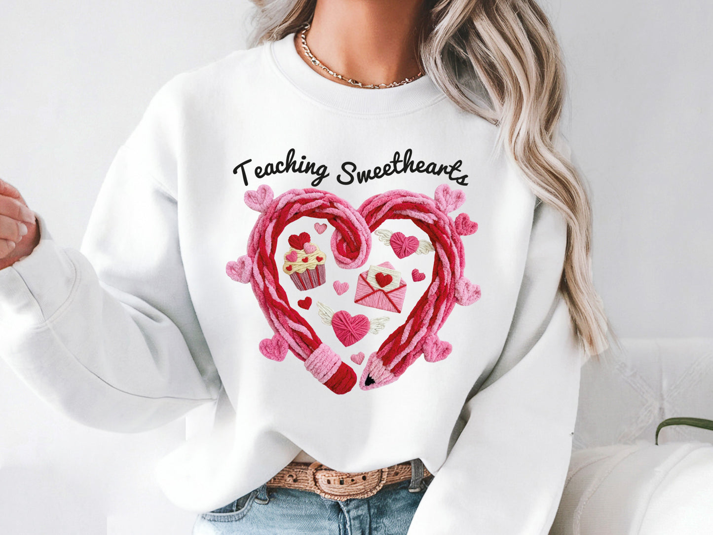 Teaching Sweethearts, Faux Yarn Teacher Valentine PNG