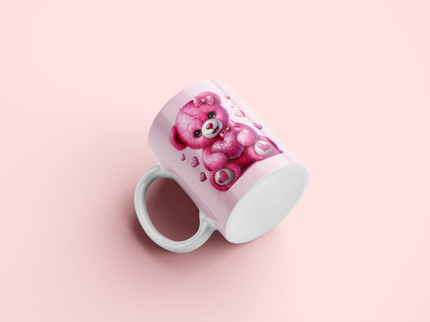 Teddy Bear Valentines Mug Wrap Design PNG
