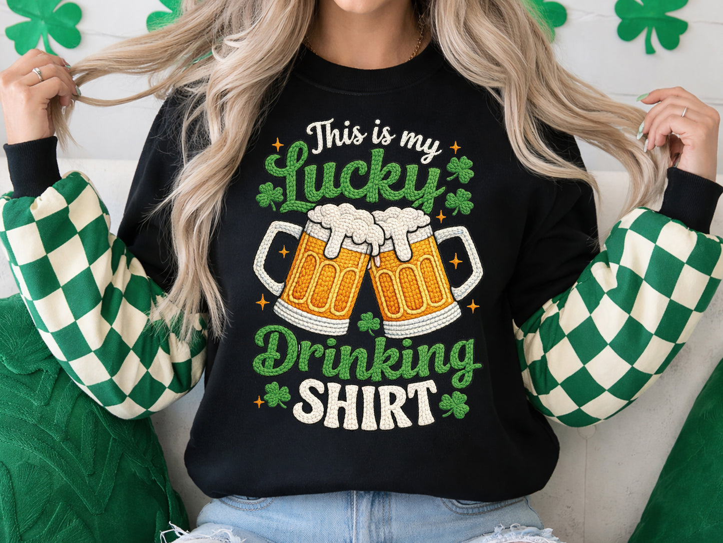 This is My Lucky Drinking Shirt, Faux Yarn St Patrick's Sublimation