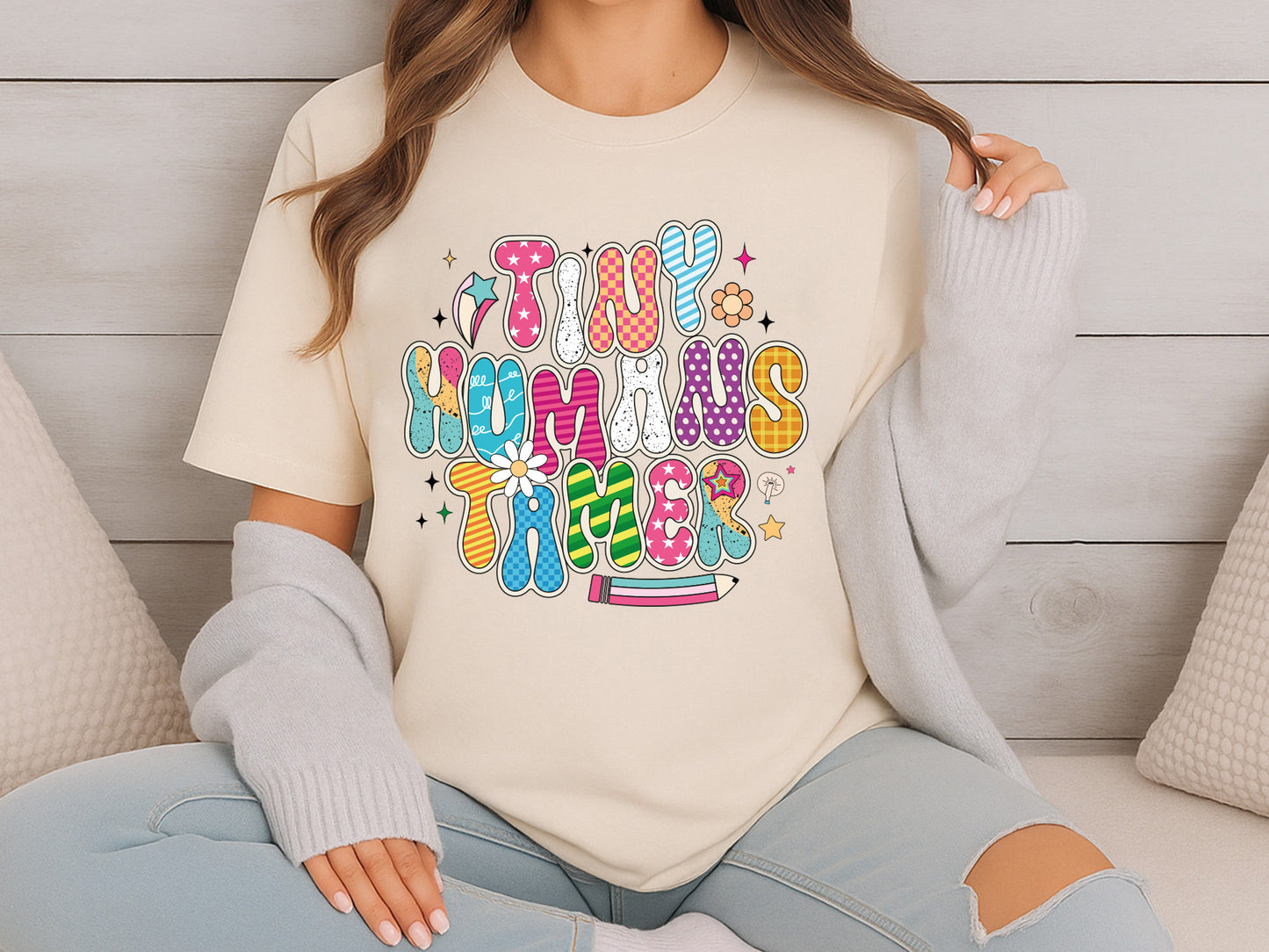 Tiny Human Tamer, Groovy Teacher PNG Sublimation