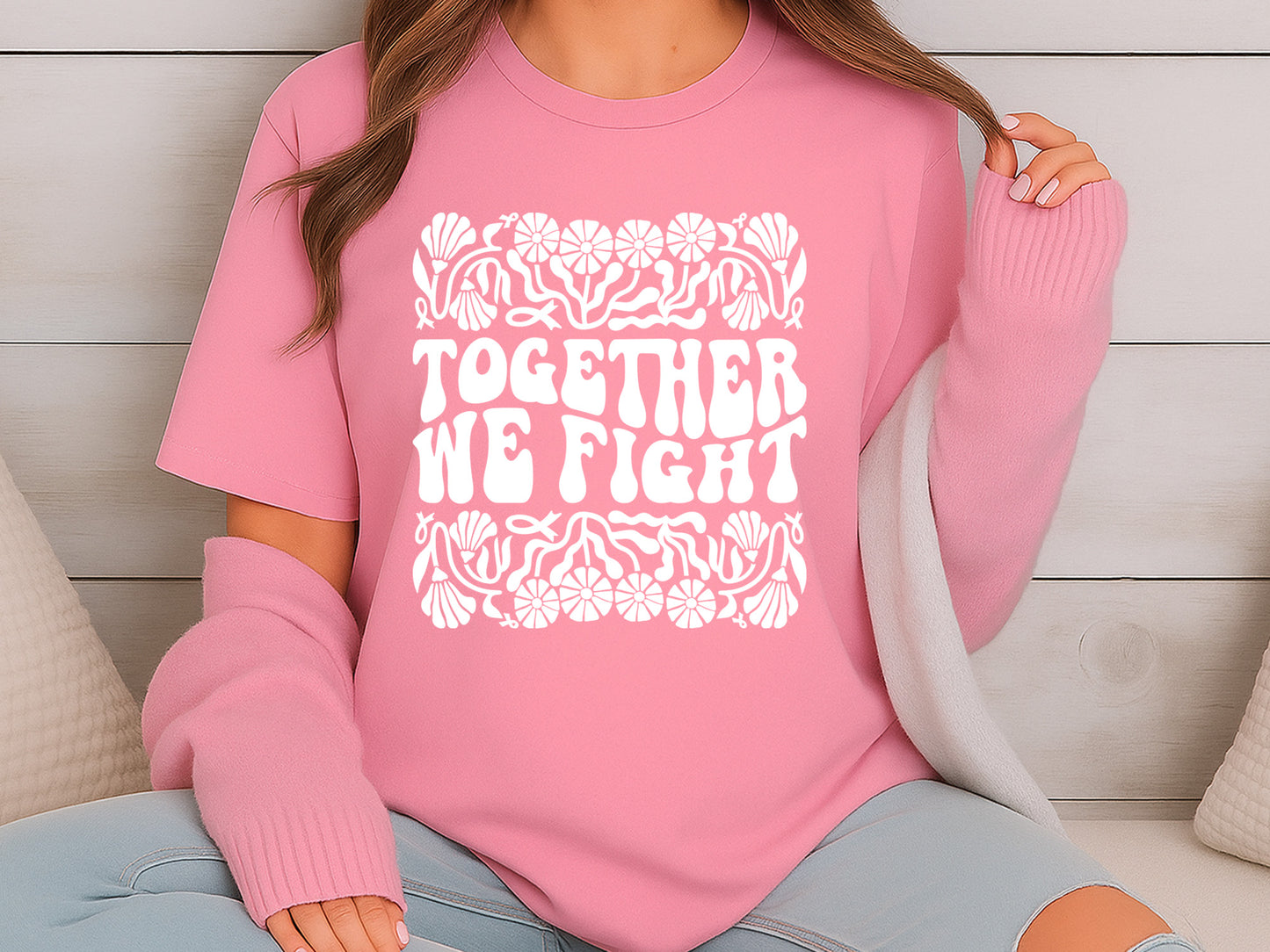 Together We Fight - Breast Cancer Boho Floral SVG