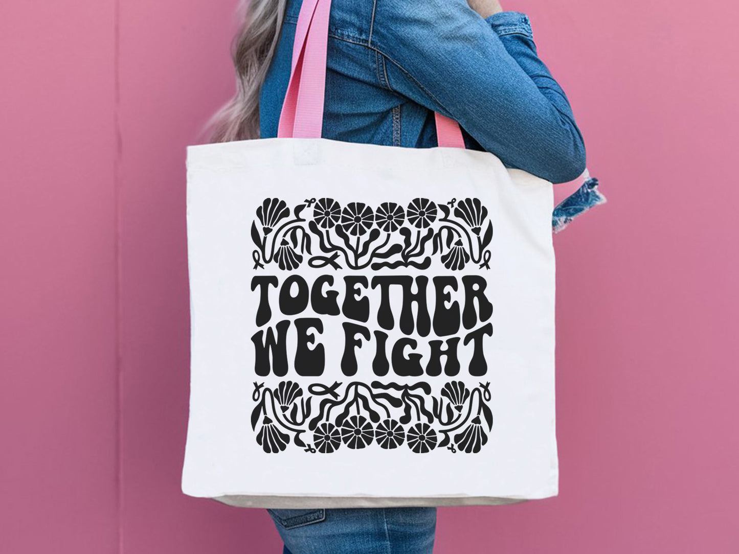 Together We Fight - Breast Cancer Boho Floral SVG