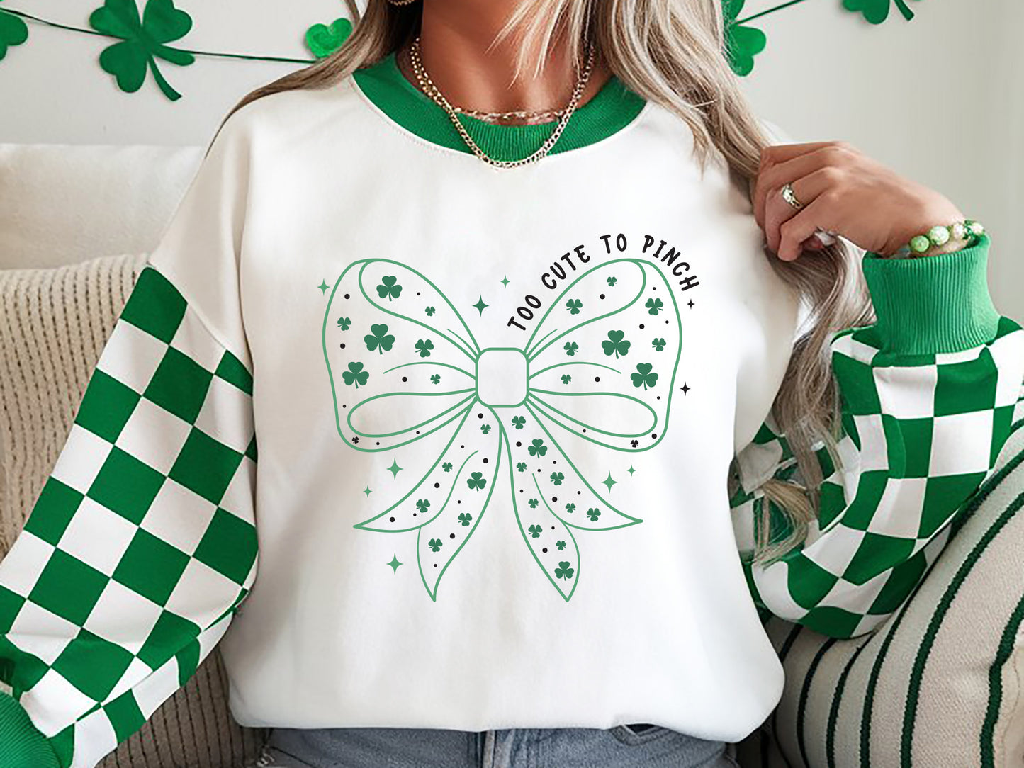 Too Cute To Pinch, Coquette St Patrick's Day SVG