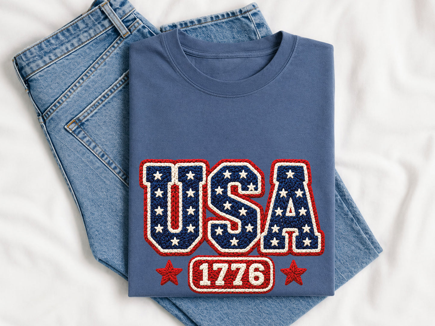 USA 1776 Faux Yarn PNG Sublimation Print