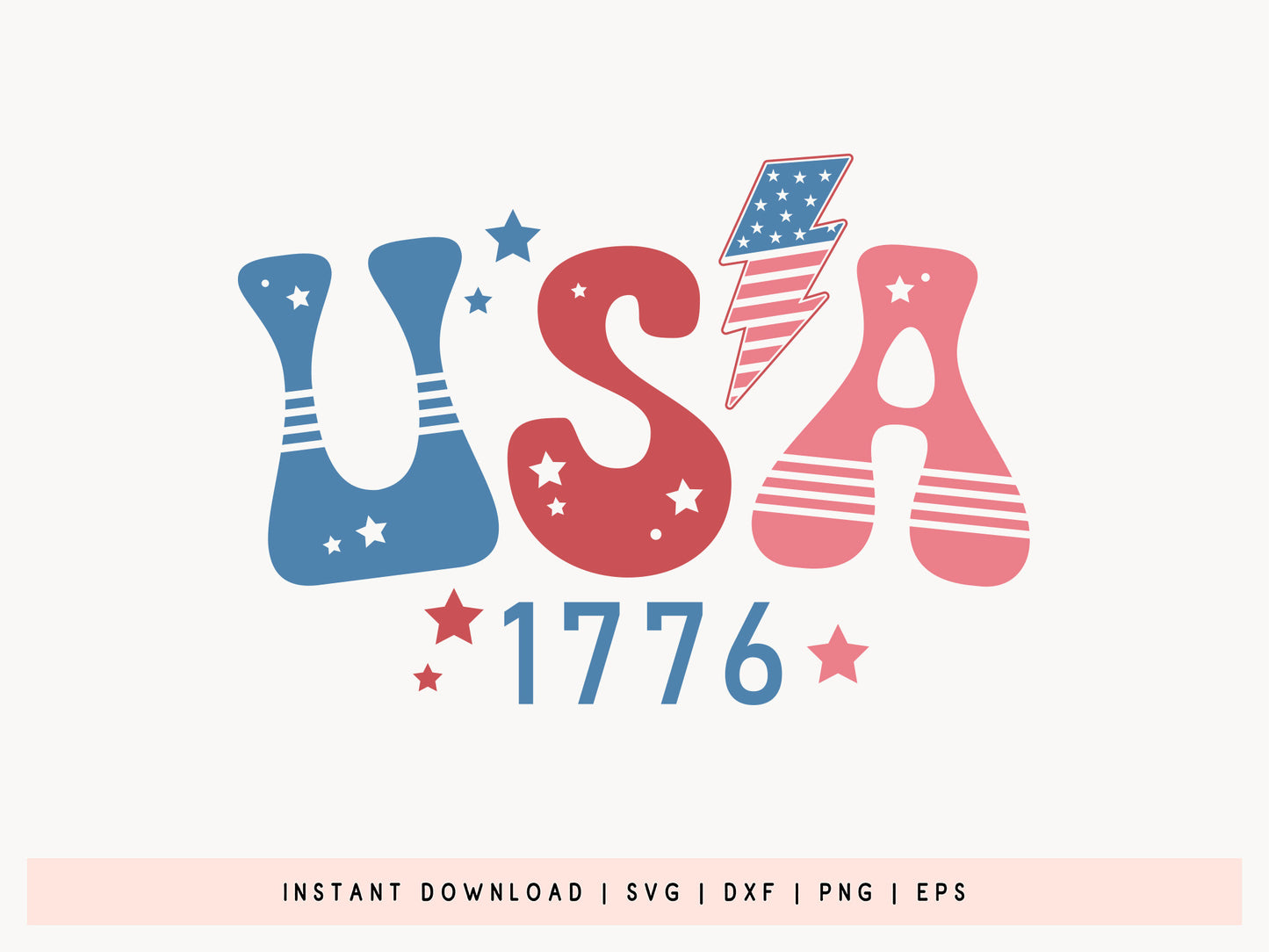 USA 1776, Retro 4th of July SVG Vector