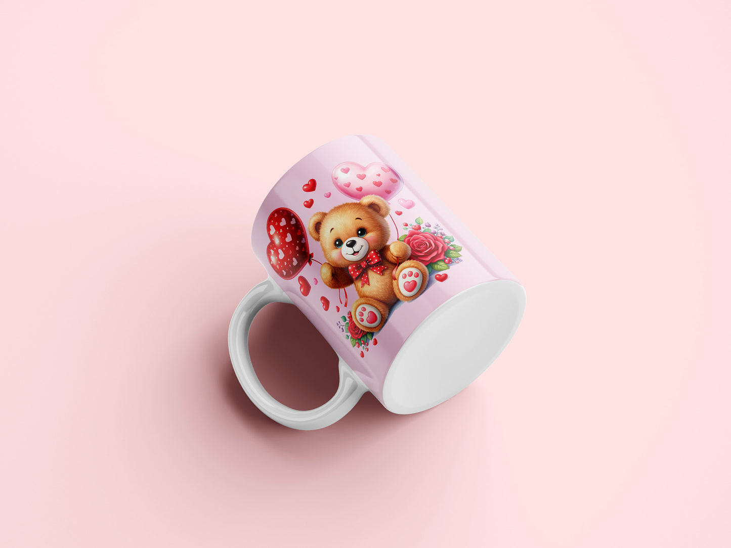 Valentine Teddy Bear Mug Wrap PNG Design