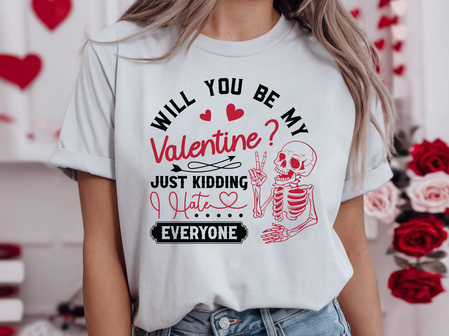 Will You Be My Valentine Skeleton SVG Design