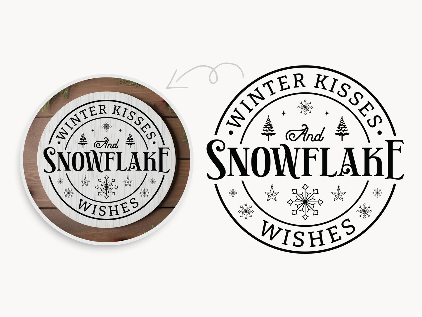 Winter Kisses and Snowflake Wishes Sign SVG Free
