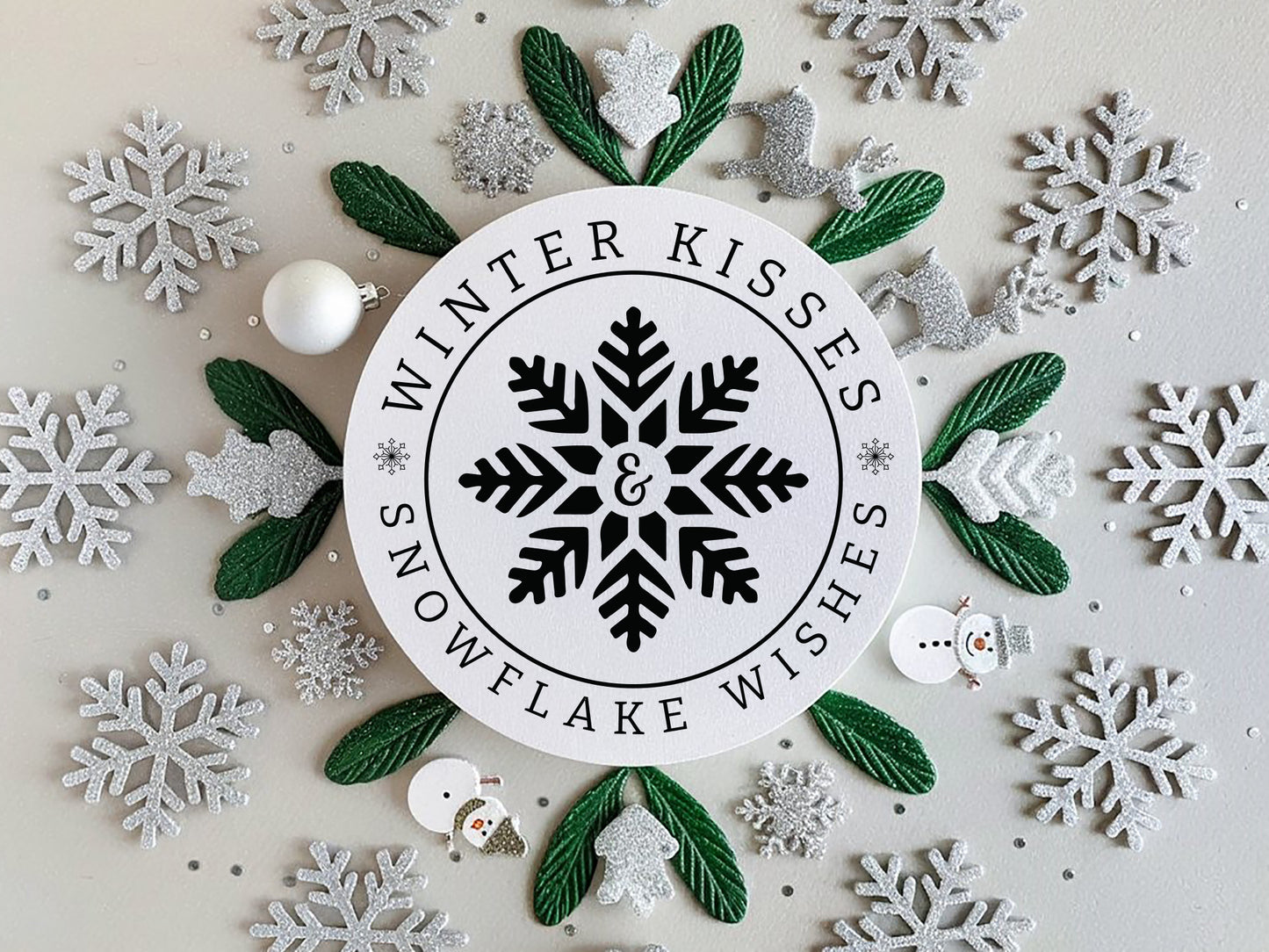 Winter Kisses and Snowflake Wishes Sign SVG