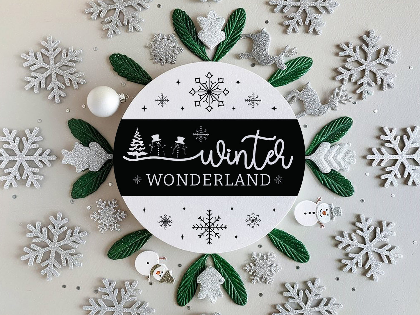 Winter Wonderland Round Sign SVG File