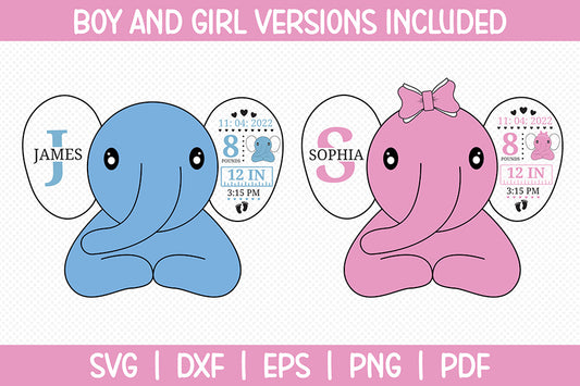 Elephant Birth Stats Announcement SVG
