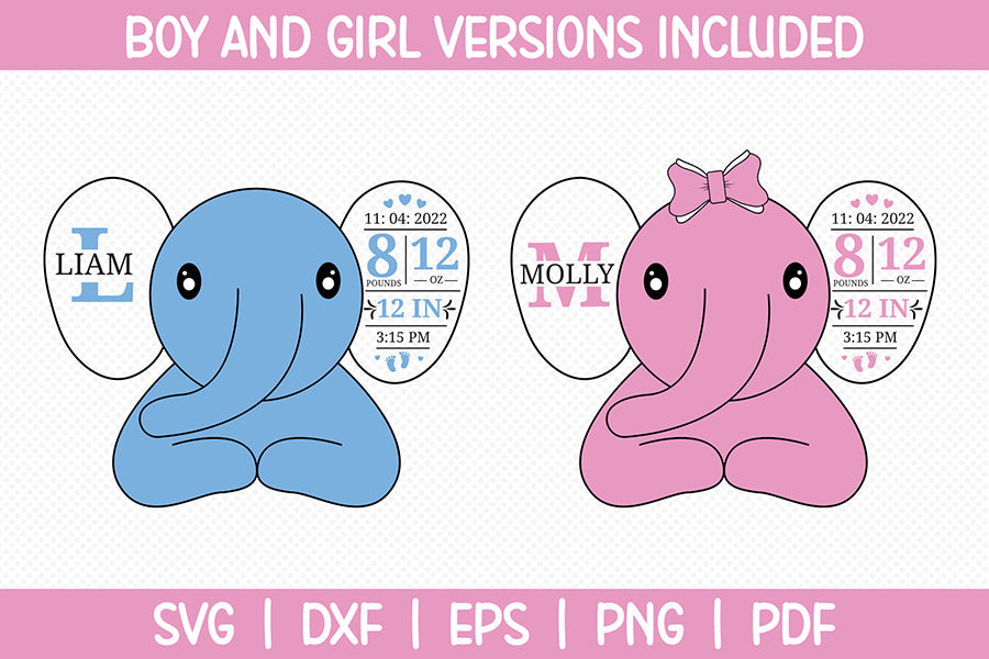 Elephant Birth Stats Announcement SVG
