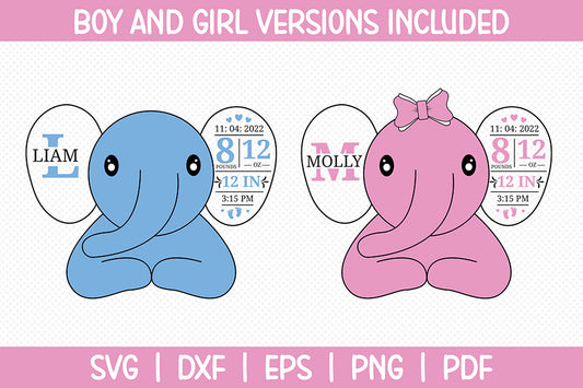Elephant Birth Stats Announcement SVG