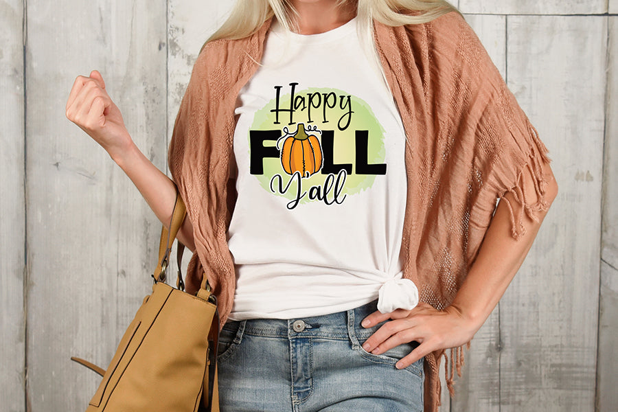 Fall Sublimation Design - Happy Fall Y'all PNG