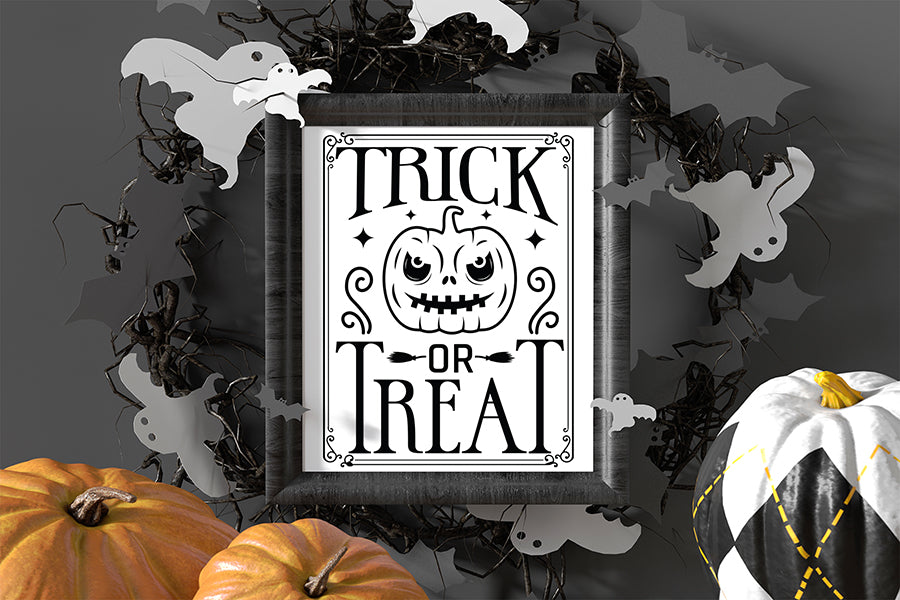 Trick or Treat Cut File - Halloween Sign SVG