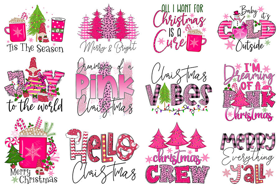 Pink Christmas PNG Sublimation Bundle