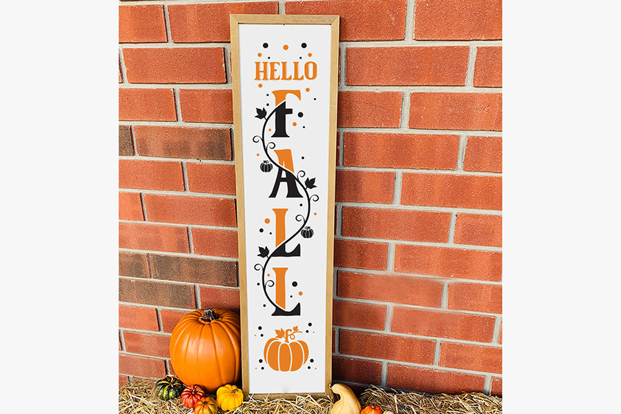 Fall Porch Sign SVG | Vertical Sign | Hello Fall SVG