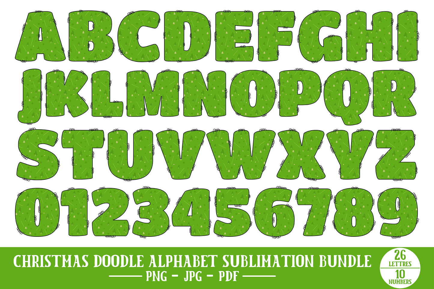 Christmas Doodle Alphabet PNG Bundle Vol.2