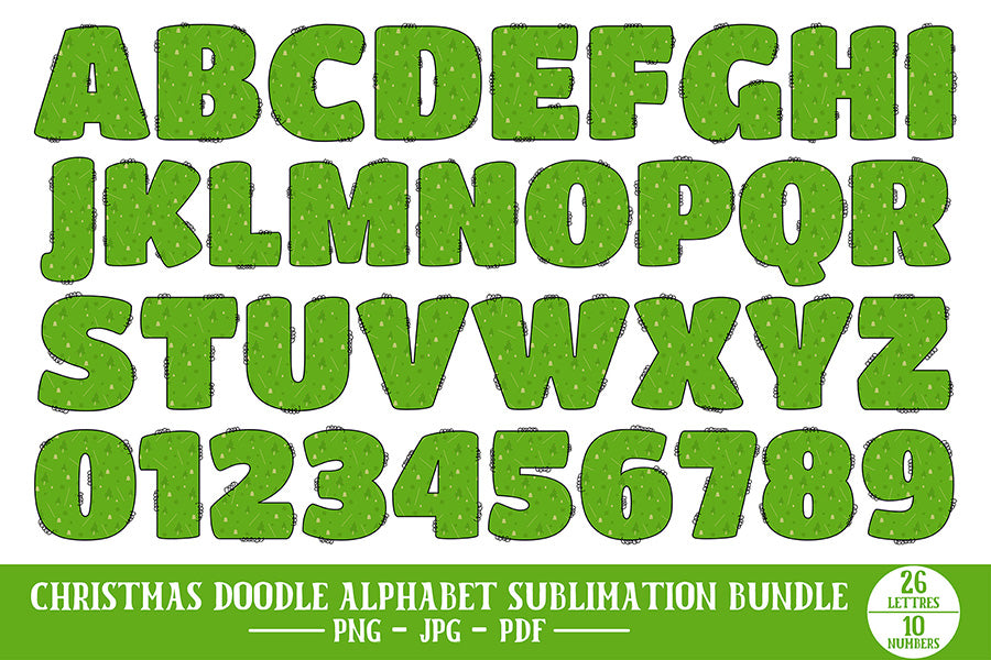 Christmas Doodle Alphabet PNG Bundle Vol.2