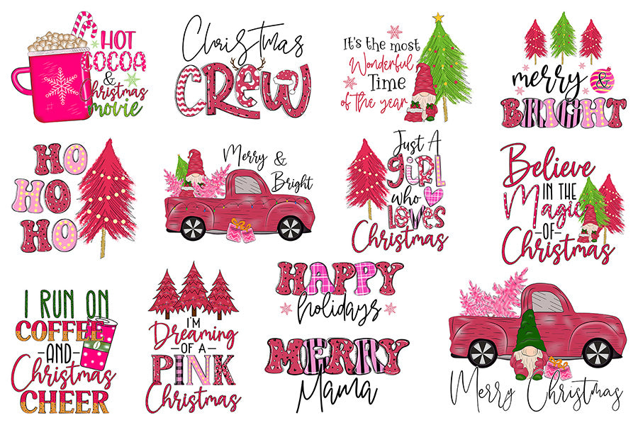 Pink Christmas PNG Sublimation Bundle