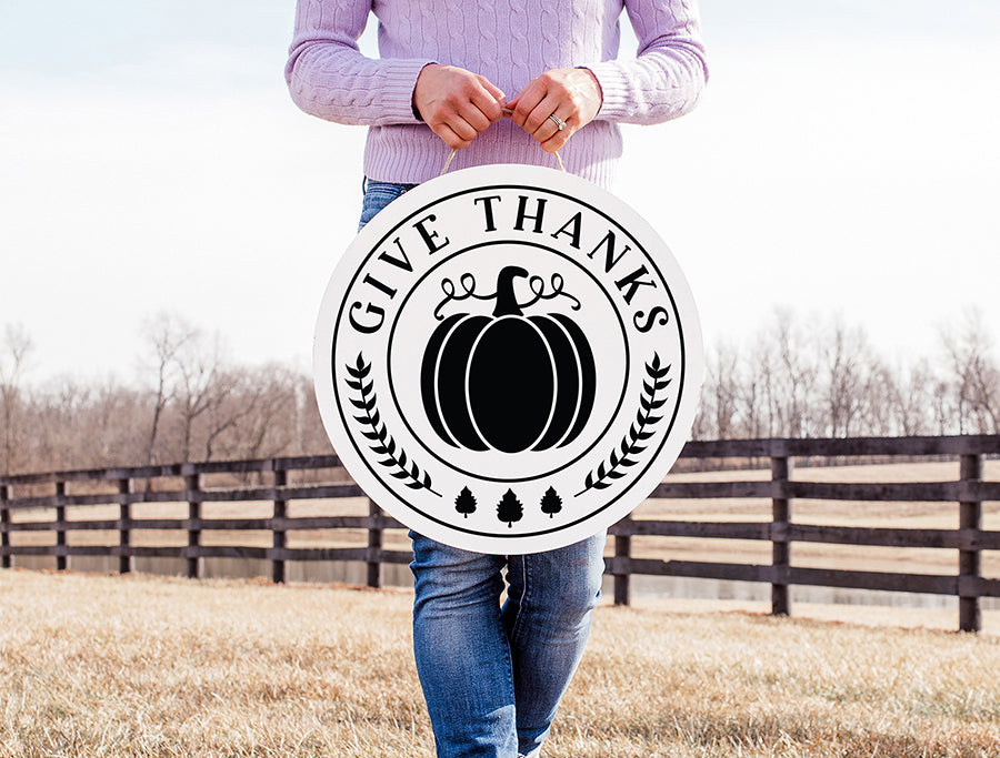 Fall Round Sign SVG - Give Thanks SVG
