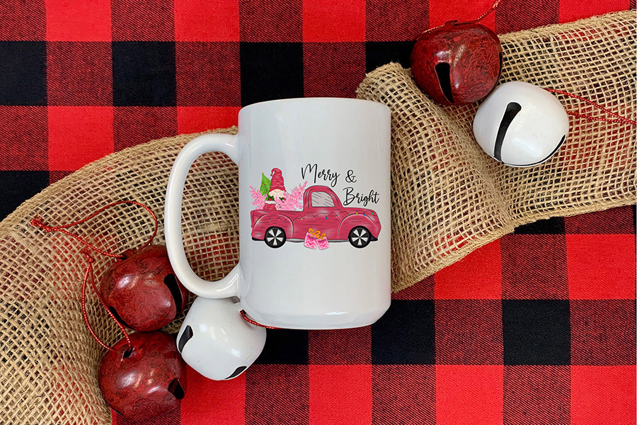Merry & Bright PNG | Pink Christmas Sublimation