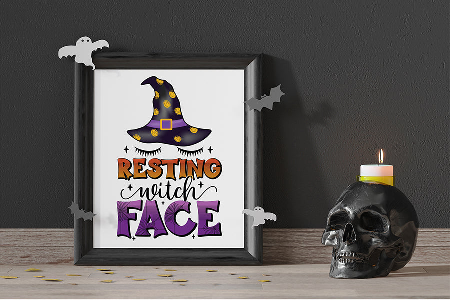 Halloween Witch Sublimation, Resting Witch Face