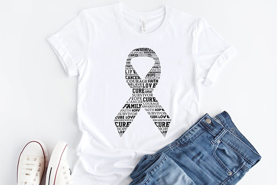 Breast Cancer Ribbon Typography SVG Design