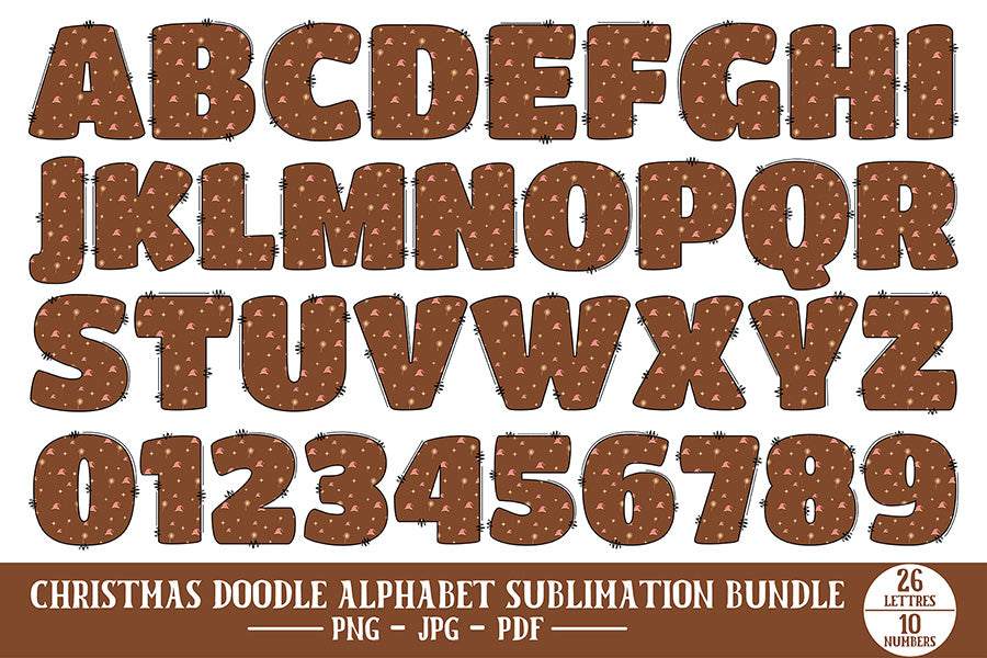 Christmas Doodle Alphabet PNG Bundle Vol.2