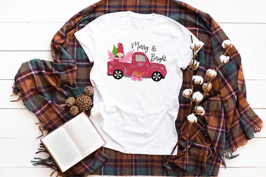 Merry & Bright PNG | Pink Christmas Sublimation