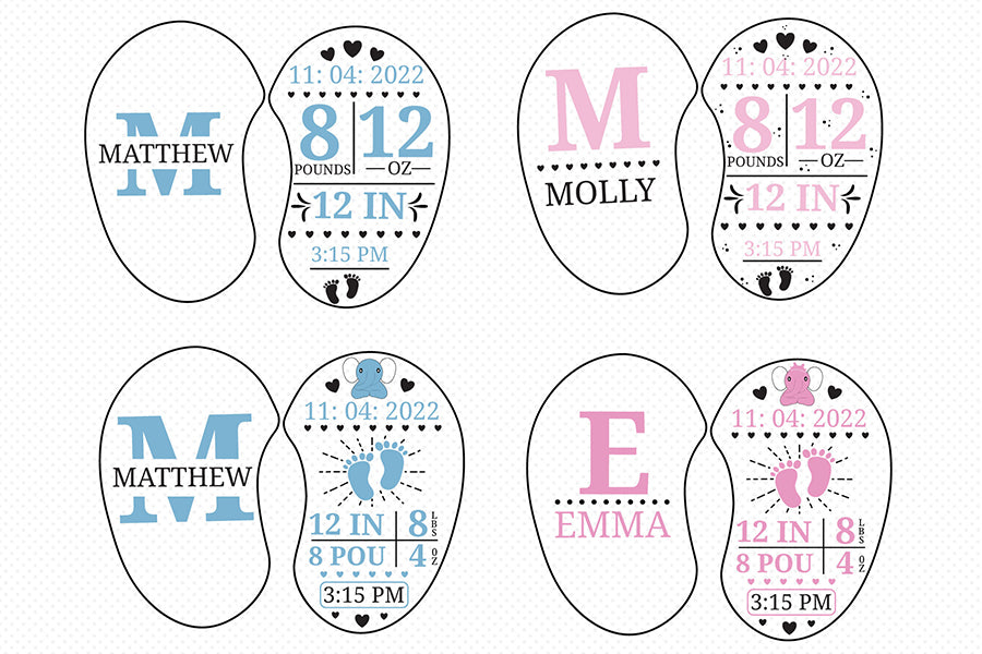 Elephant Birth Announcement SVG Bundle