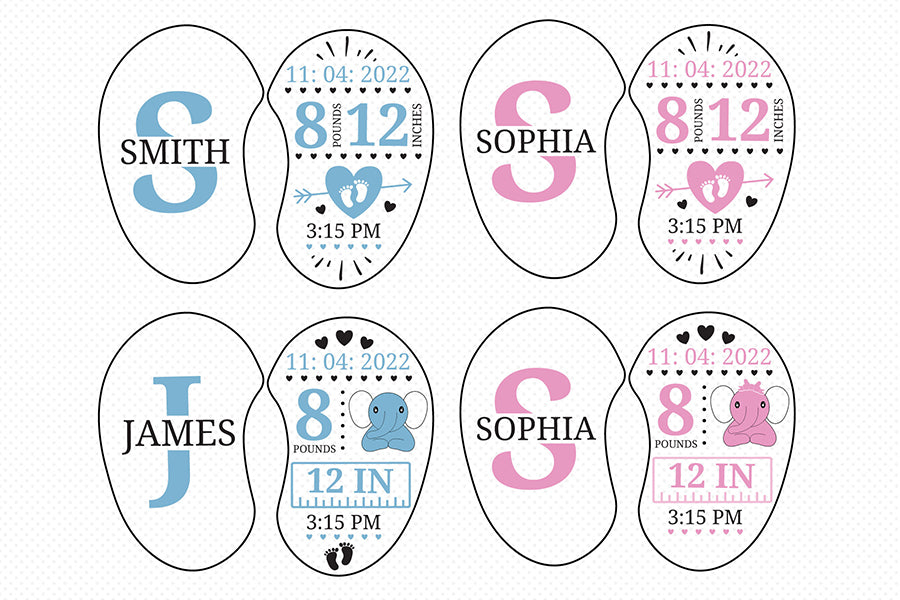 Elephant Birth Announcement SVG Bundle