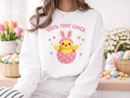 100% That Chick, Faux Yarn Easter Sublimation