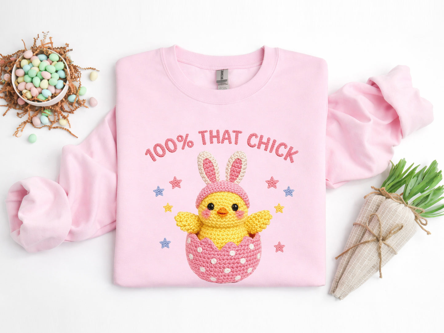 100% That Chick, Faux Yarn Easter Sublimation