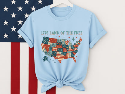 1776 Land of the Free, 4th of July Map Sublimation
