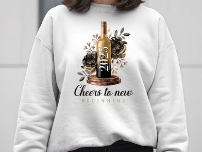 2025 Cheers to New Beginnings - New Year Sublimation PNG